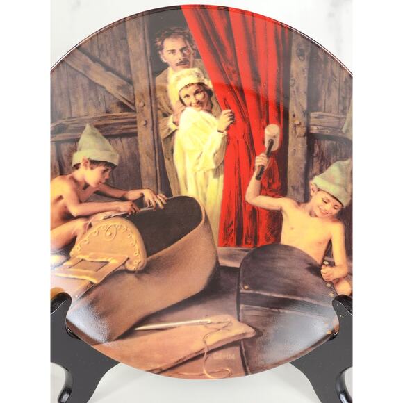 Grimm's Fairy Tales Elf Shoemaker Year 1983 Porcelain 7 3/4" Plate Wall Decor - Picture 2 of 14